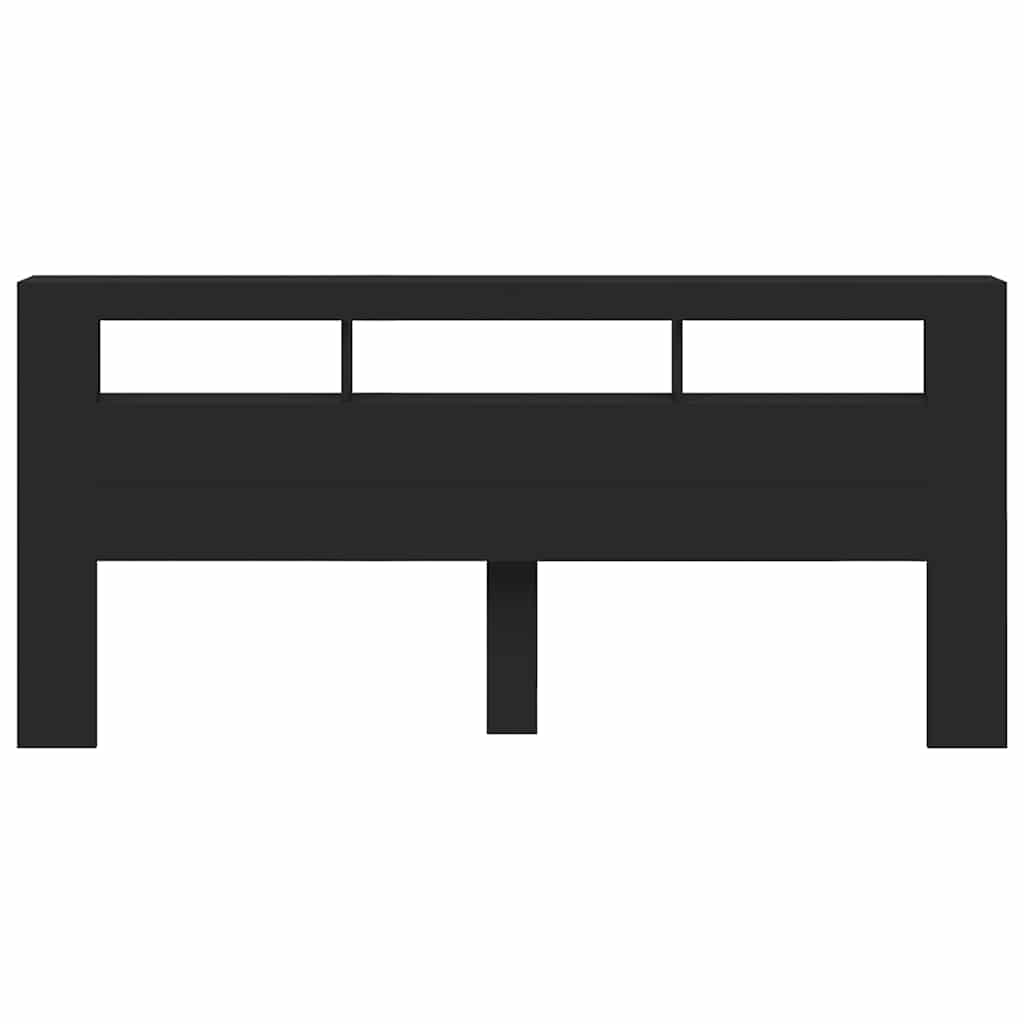 vidaXL LED Headboard Black 220x18,5x103,5 cm Engineered Wood