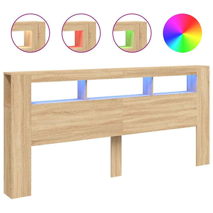 vidaXL LED Headboard Sonoma Oak 220x18,5x103,5 cm Engineered Wood