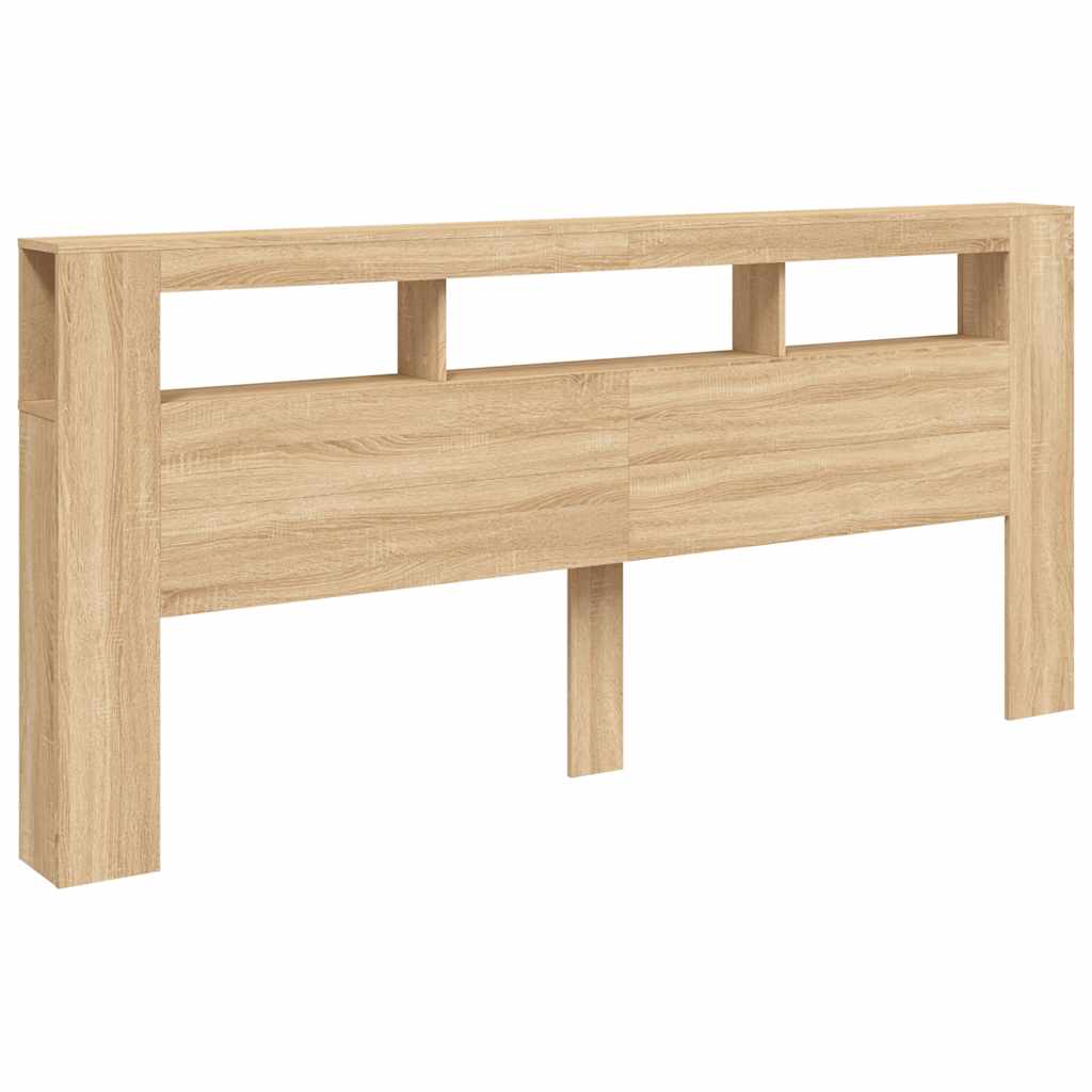 vidaXL LED Headboard Sonoma Oak 220x18,5x103,5 cm Engineered Wood
