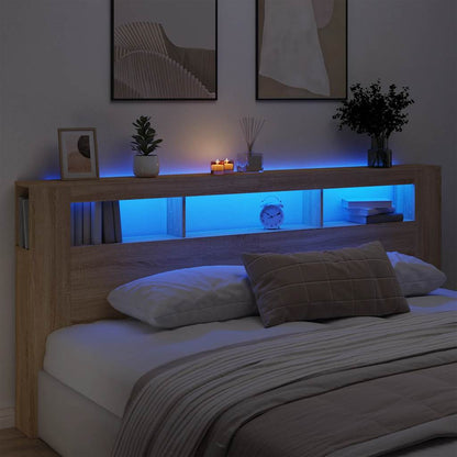 vidaXL LED Headboard Sonoma Oak 220x18,5x103,5 cm Engineered Wood