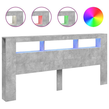 vidaXL LED Headboard Concrete Grey 220x18,5x103,5 cm Engineered Wood