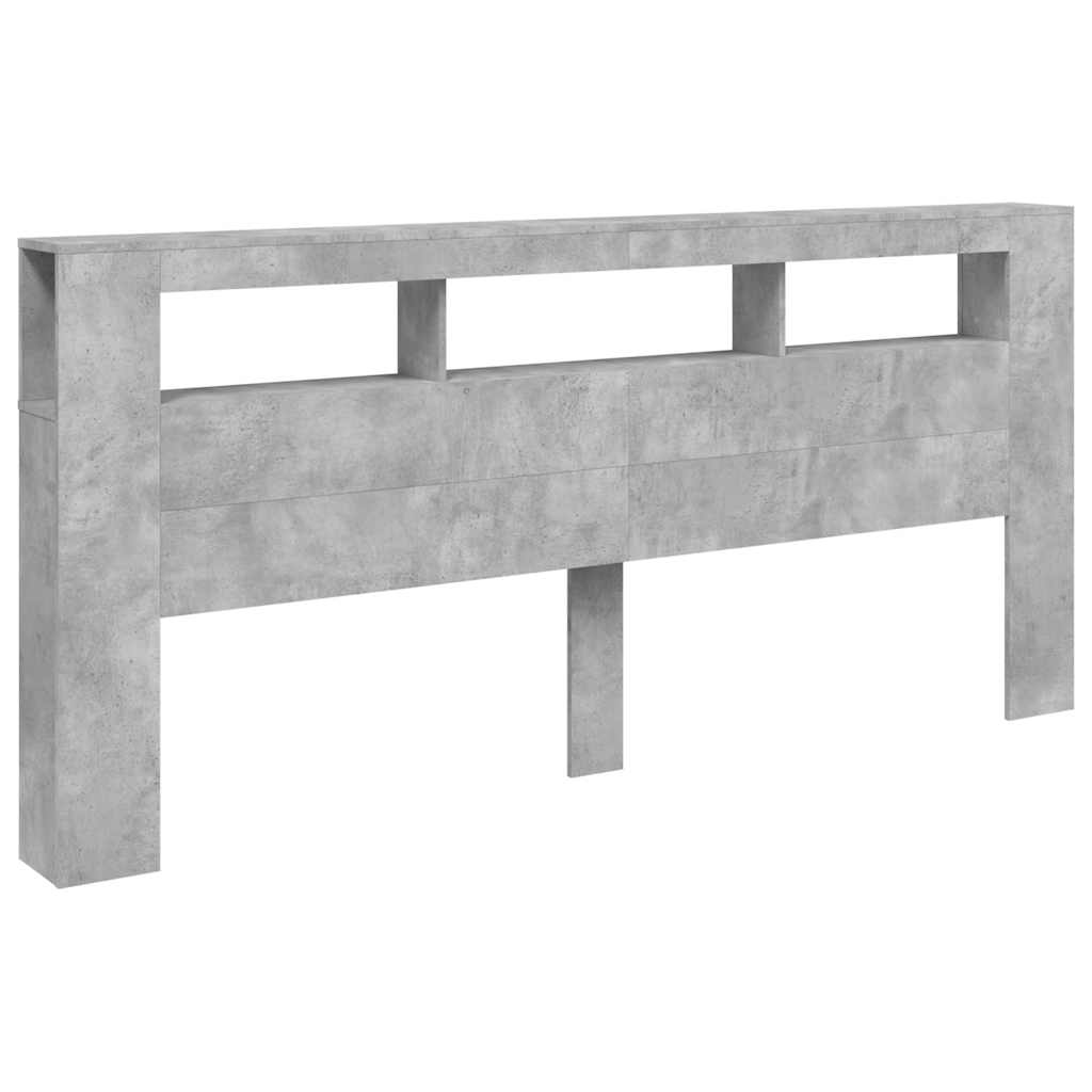 vidaXL LED Headboard Concrete Grey 220x18,5x103,5 cm Engineered Wood