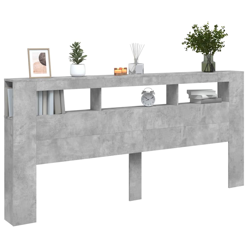 vidaXL LED Headboard Concrete Grey 220x18,5x103,5 cm Engineered Wood