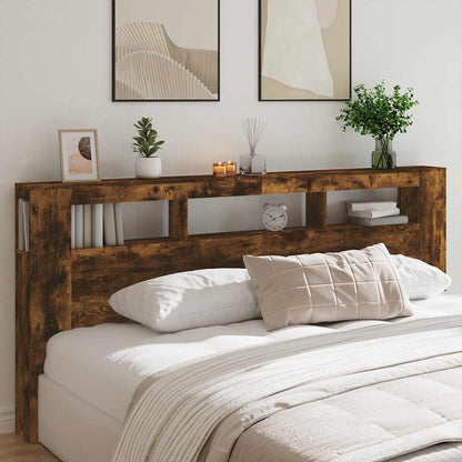 vidaXL LED Headboard Smoked Oak 220x18,5x103,5 cm Engineered Wood