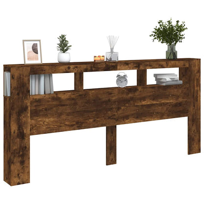 vidaXL LED Headboard Smoked Oak 220x18,5x103,5 cm Engineered Wood