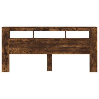vidaXL LED Headboard Smoked Oak 220x18,5x103,5 cm Engineered Wood