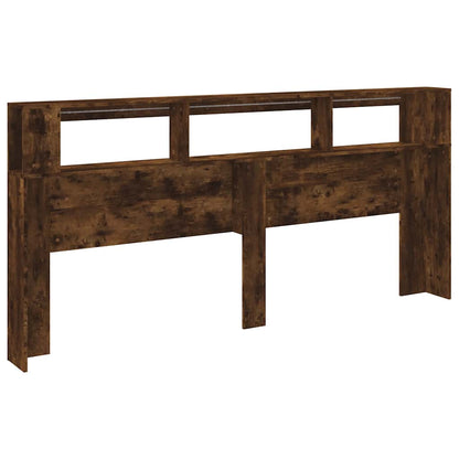vidaXL LED Headboard Smoked Oak 220x18,5x103,5 cm Engineered Wood
