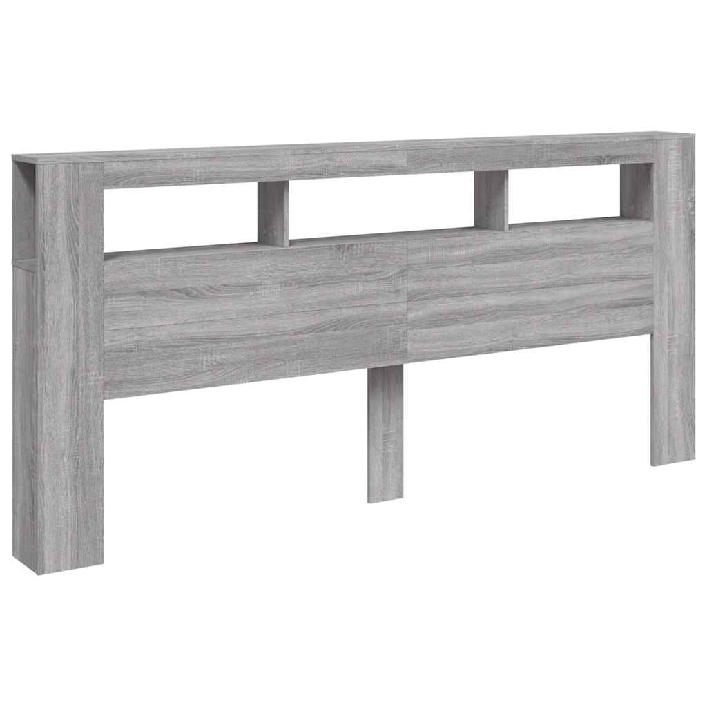 vidaXL LED Headboard Grey Sonoma 220x18,5x103,5 cm Engineered Wood
