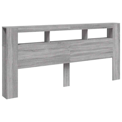 vidaXL LED Headboard Grey Sonoma 220x18,5x103,5 cm Engineered Wood