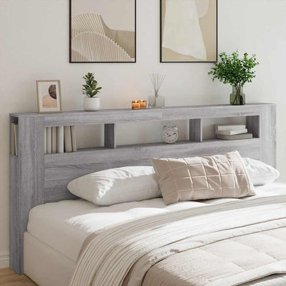 vidaXL LED Headboard Grey Sonoma 220x18,5x103,5 cm Engineered Wood