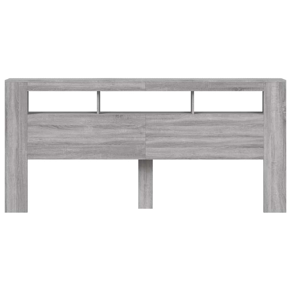 vidaXL LED Headboard Grey Sonoma 220x18,5x103,5 cm Engineered Wood