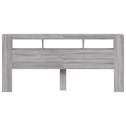 vidaXL LED Headboard Grey Sonoma 220x18,5x103,5 cm Engineered Wood