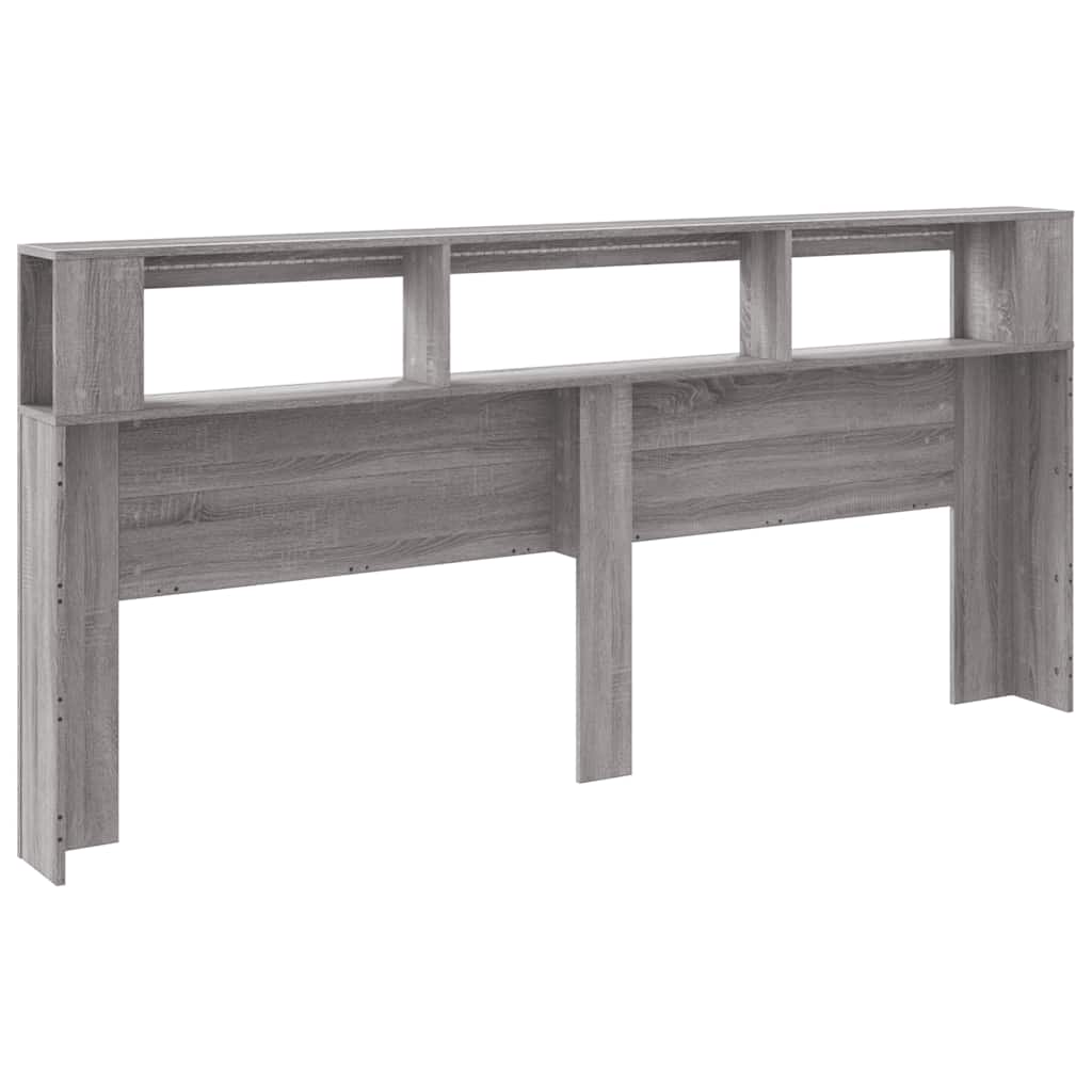 vidaXL LED Headboard Grey Sonoma 220x18,5x103,5 cm Engineered Wood