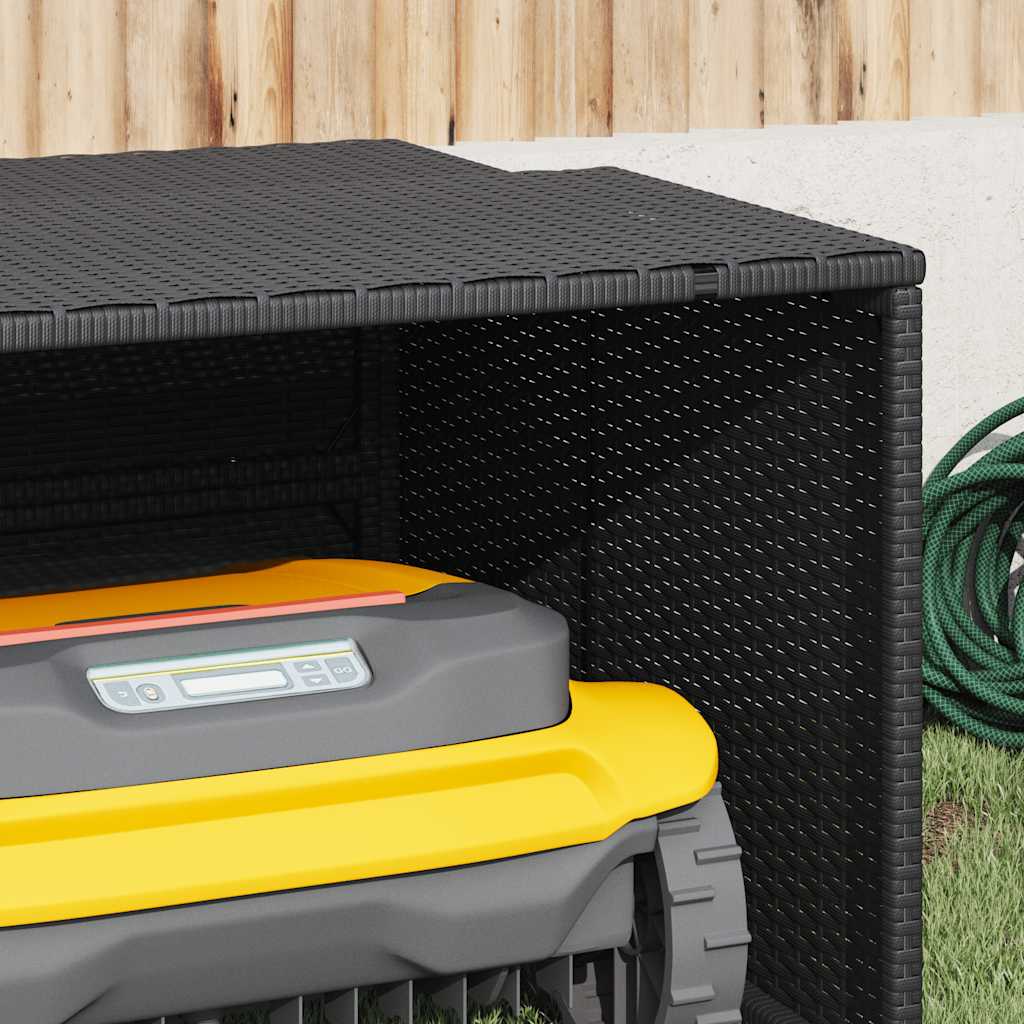 vidaXL Robot Mower Garage Black 86x90x52/57 cm Poly Rattan
