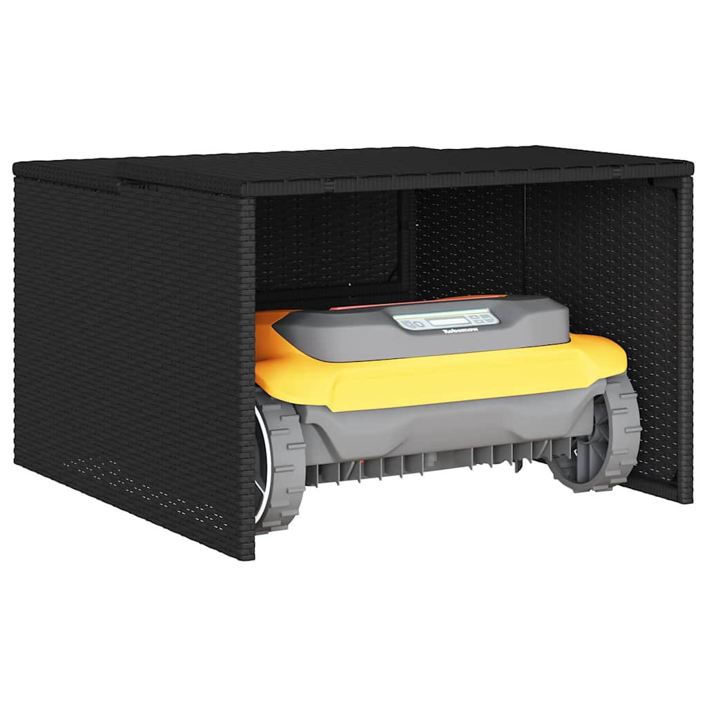 vidaXL Robot Mower Garage Black 86x90x52/57 cm Poly Rattan