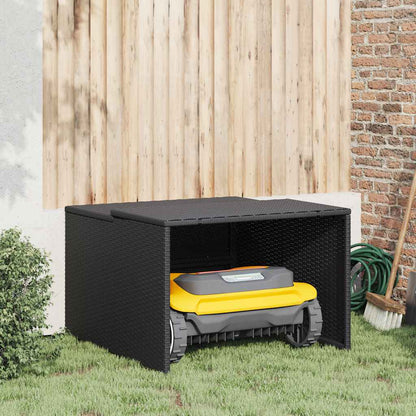 vidaXL Robot Mower Garage Black 86x90x52/57 cm Poly Rattan