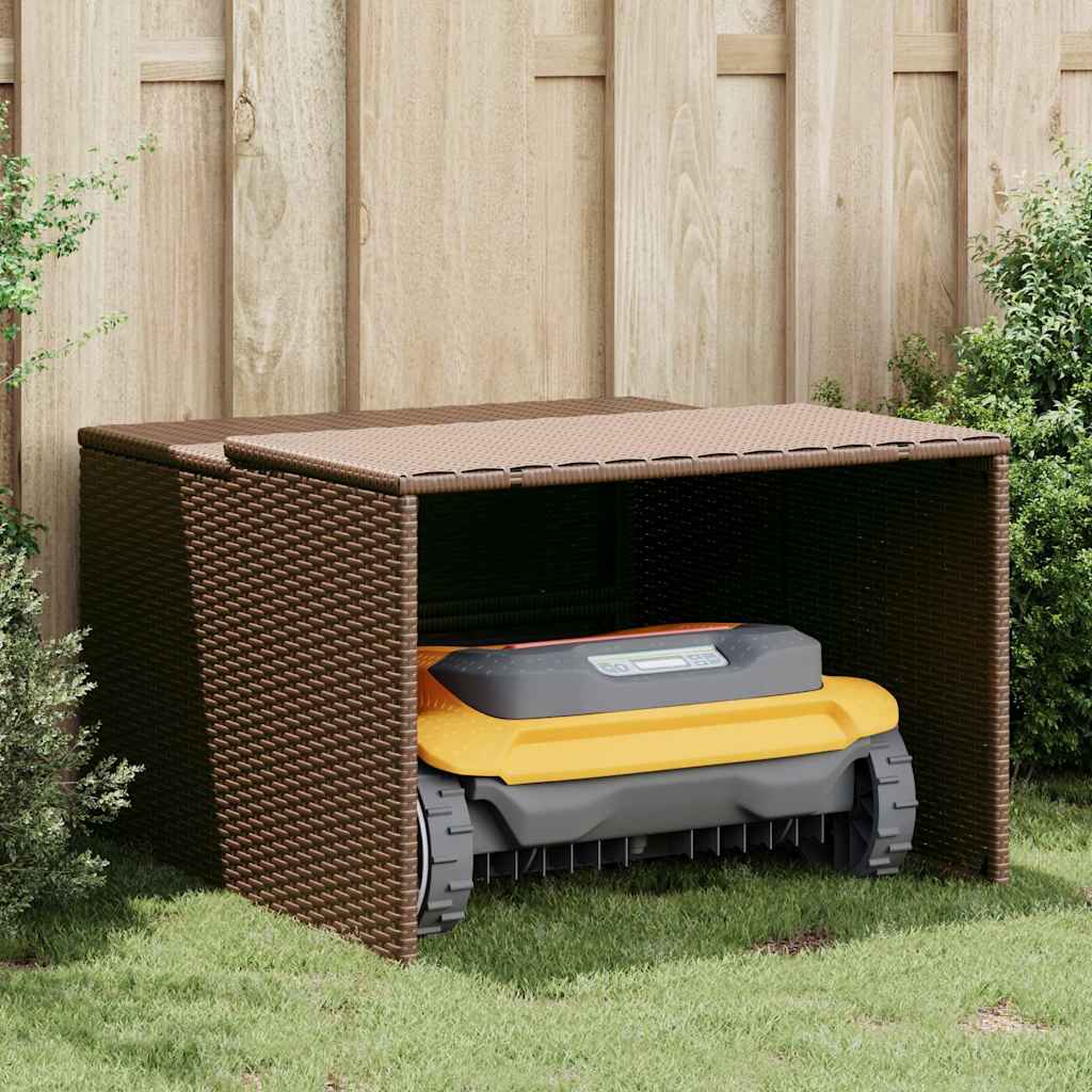 vidaXL Robot Mower Garage Brown 86x90x52/57 cm Poly Rattan