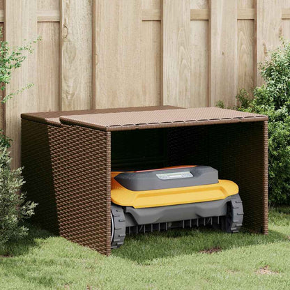 vidaXL Robot Mower Garage Brown 86x90x52/57 cm Poly Rattan
