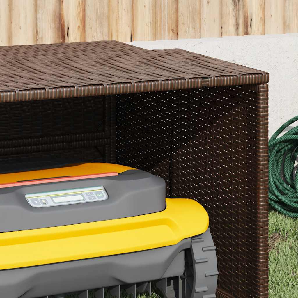 vidaXL Robot Mower Garage Brown 86x90x52/57 cm Poly Rattan