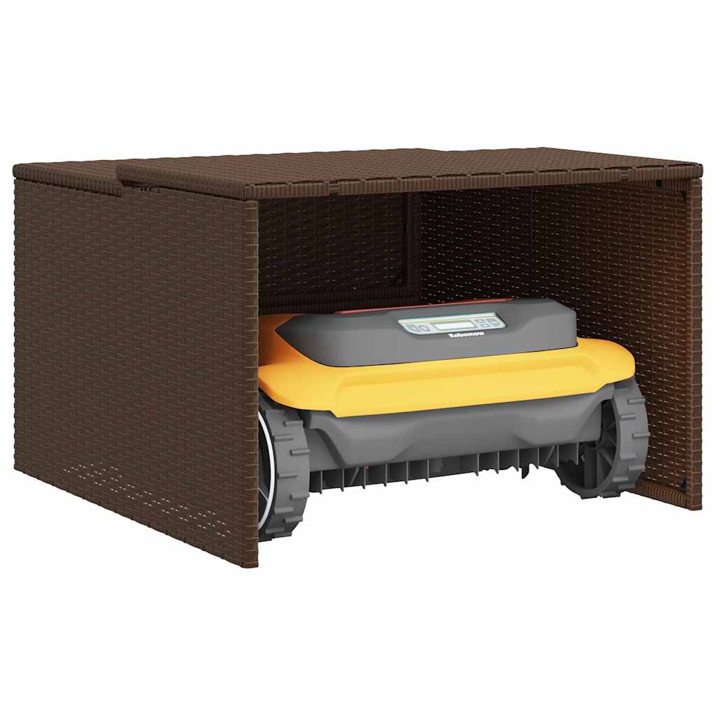 vidaXL Robot Mower Garage Brown 86x90x52/57 cm Poly Rattan