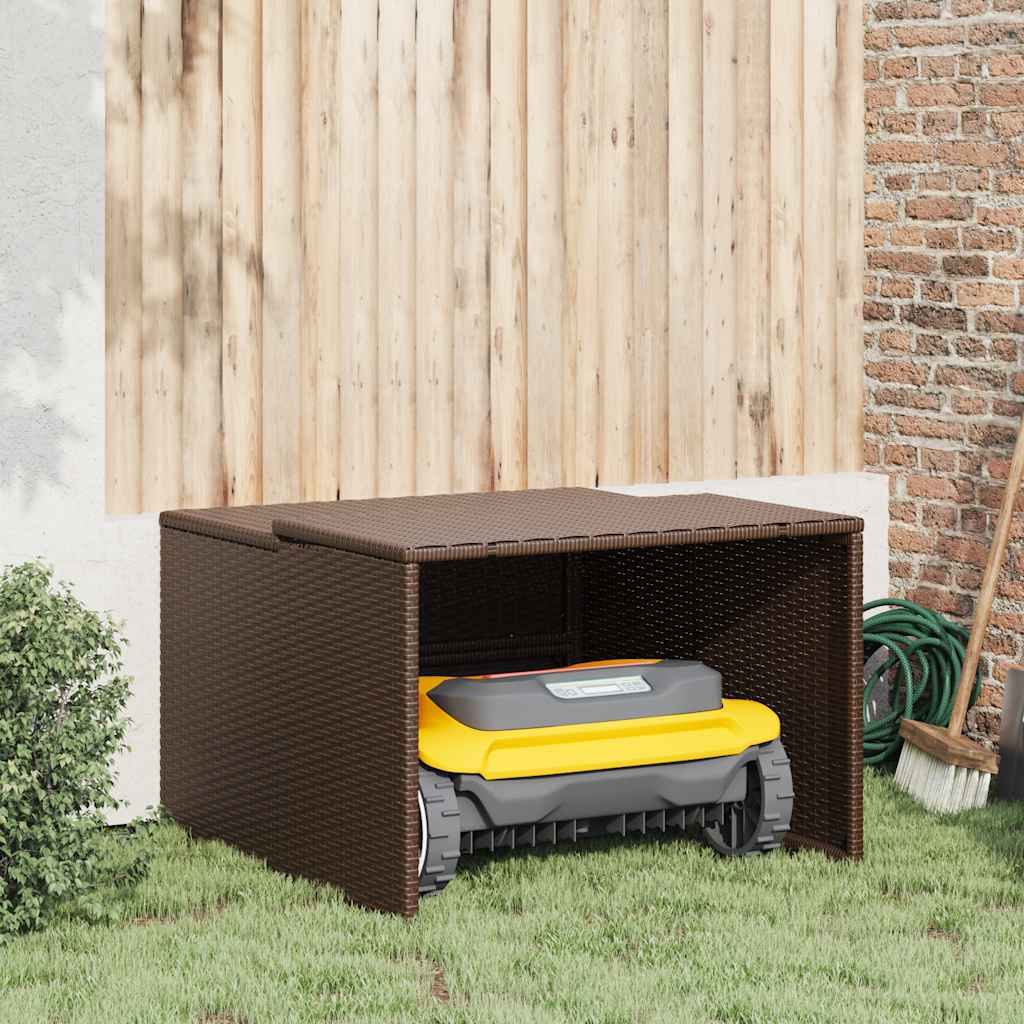vidaXL Robot Mower Garage Brown 86x90x52/57 cm Poly Rattan