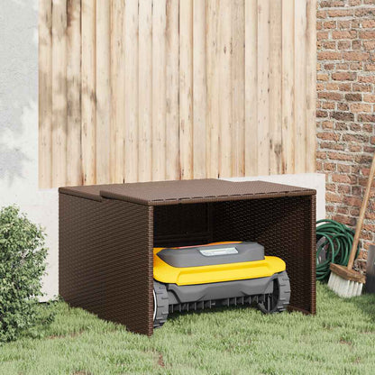 vidaXL Robot Mower Garage Brown 86x90x52/57 cm Poly Rattan