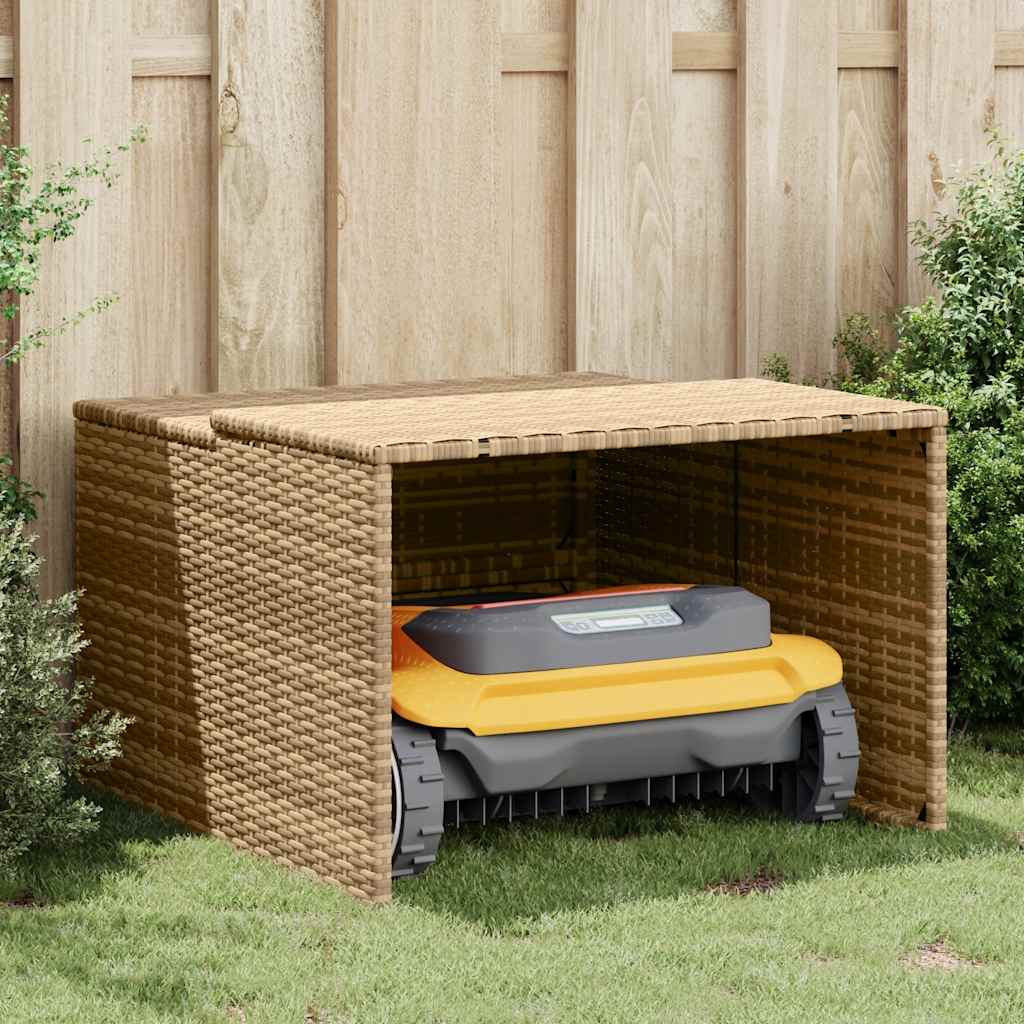 vidaXL Robot Mower Garage Beige 86x90x52/57 cm Poly Rattan