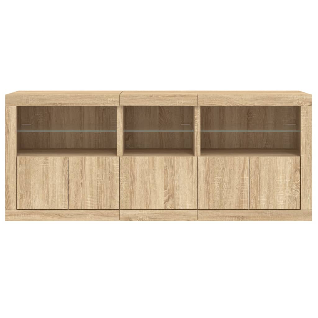 vidaXL Sideboard with LED Lights Sonoma Oak 162x37x67 cm
