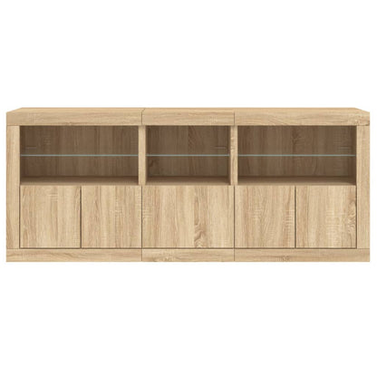 vidaXL Sideboard with LED Lights Sonoma Oak 162x37x67 cm