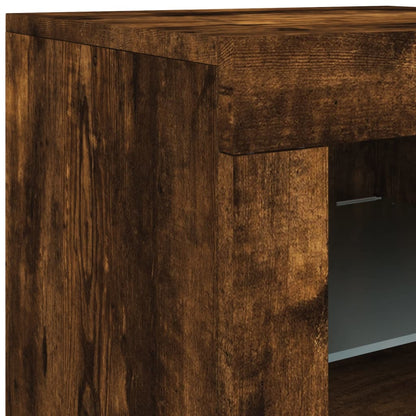 vidaXL Sideboard with LED Lights Smoked Oak 162x37x67 cm