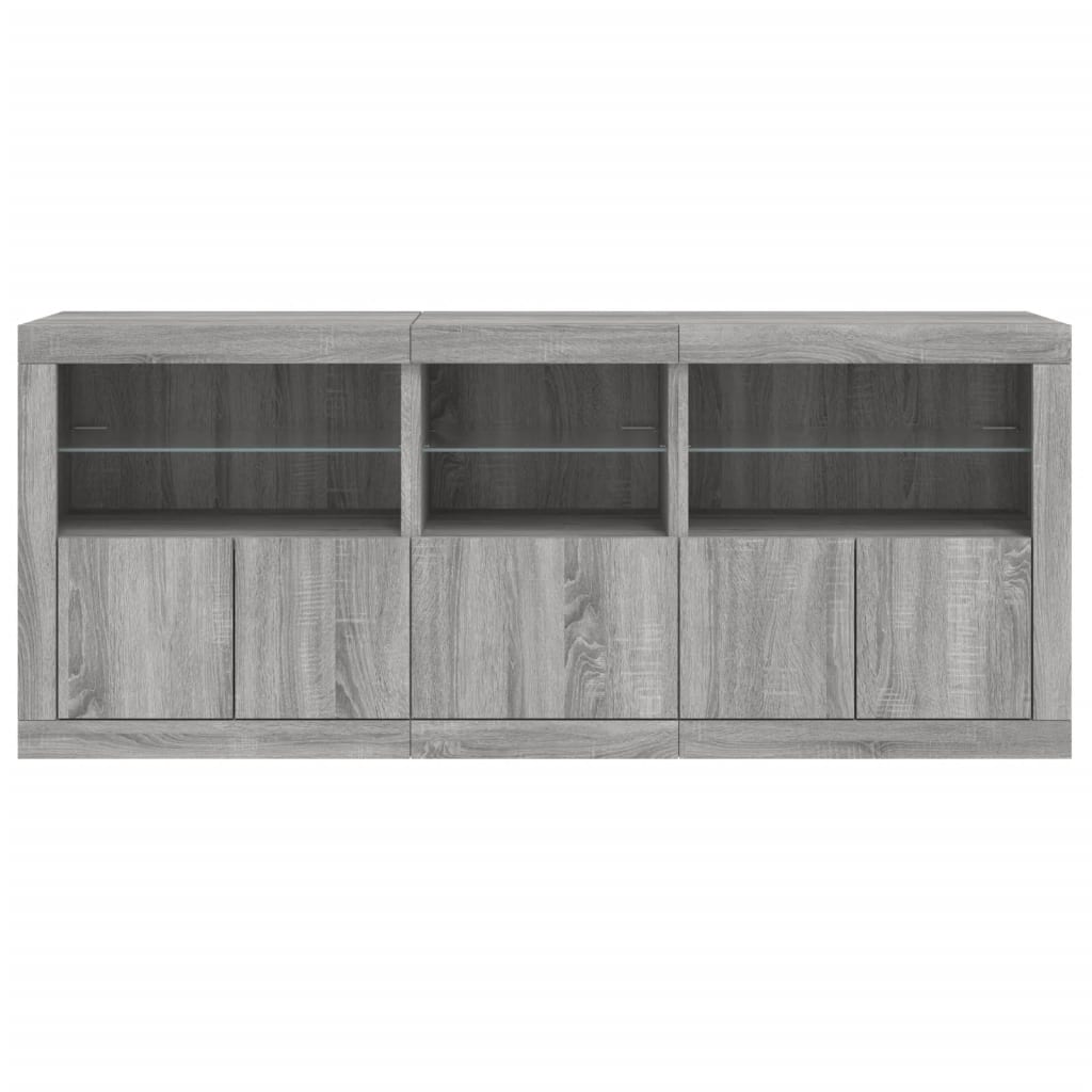 vidaXL Sideboard with LED Lights Grey Sonoma 162x37x67 cm
