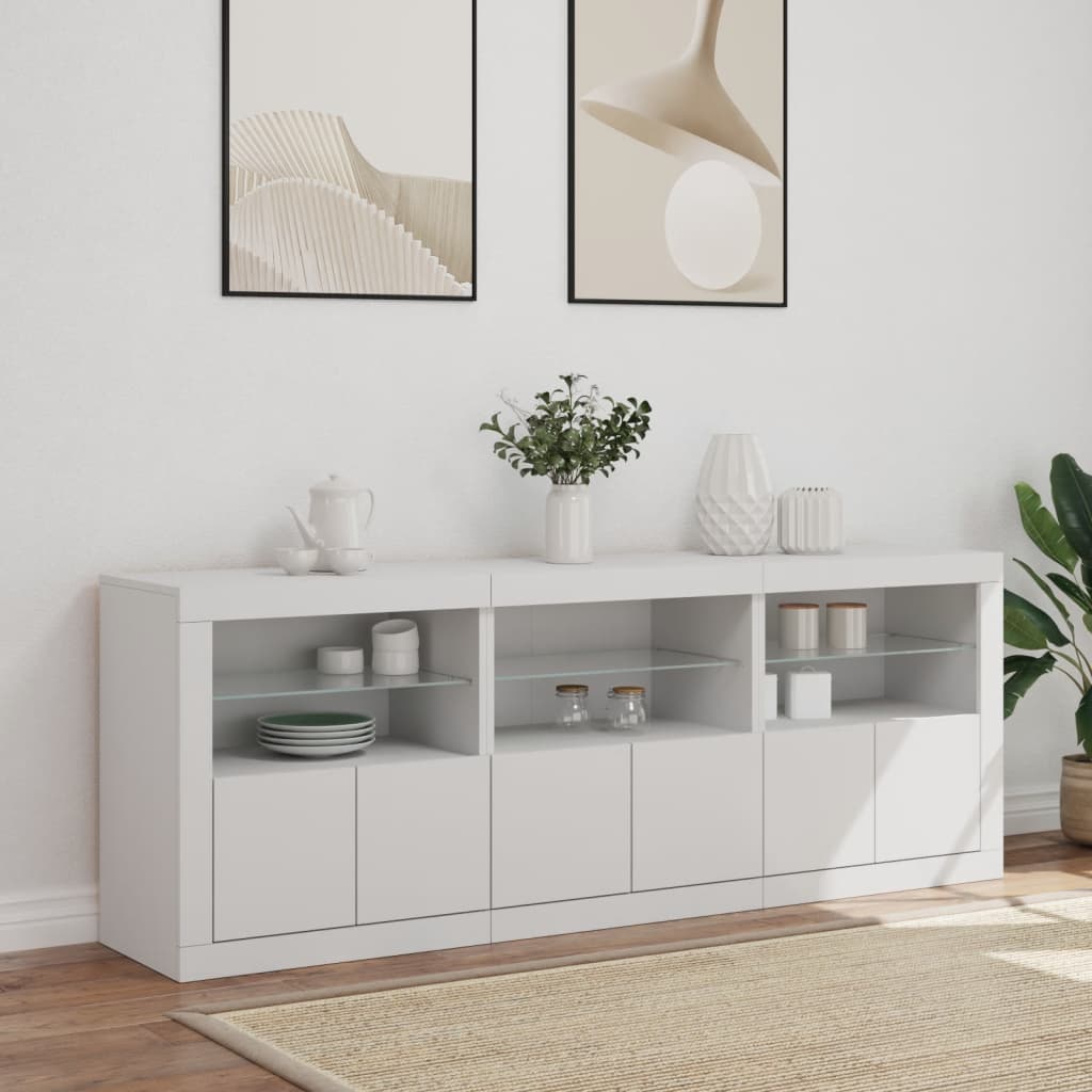 vidaXL Sideboard with LED Lights White 181,5x37x67 cm