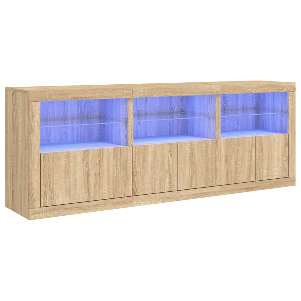 vidaXL Sideboard with LED Lights Sonoma Oak 181,5x37x67 cm