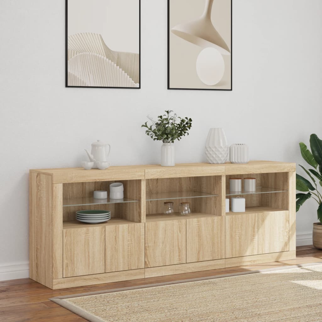 vidaXL Sideboard with LED Lights Sonoma Oak 181,5x37x67 cm