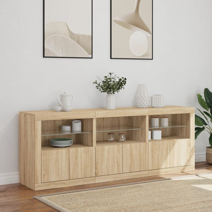 vidaXL Sideboard with LED Lights Sonoma Oak 181,5x37x67 cm