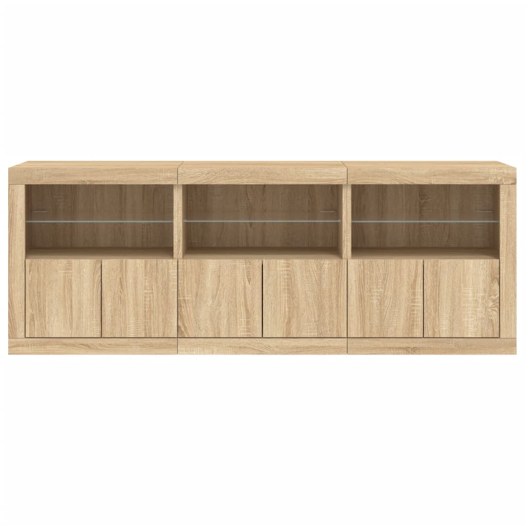 vidaXL Sideboard with LED Lights Sonoma Oak 181,5x37x67 cm