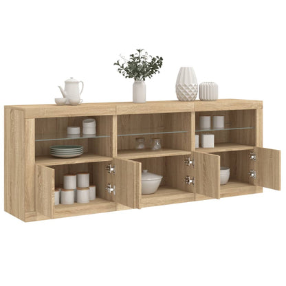vidaXL Sideboard with LED Lights Sonoma Oak 181,5x37x67 cm
