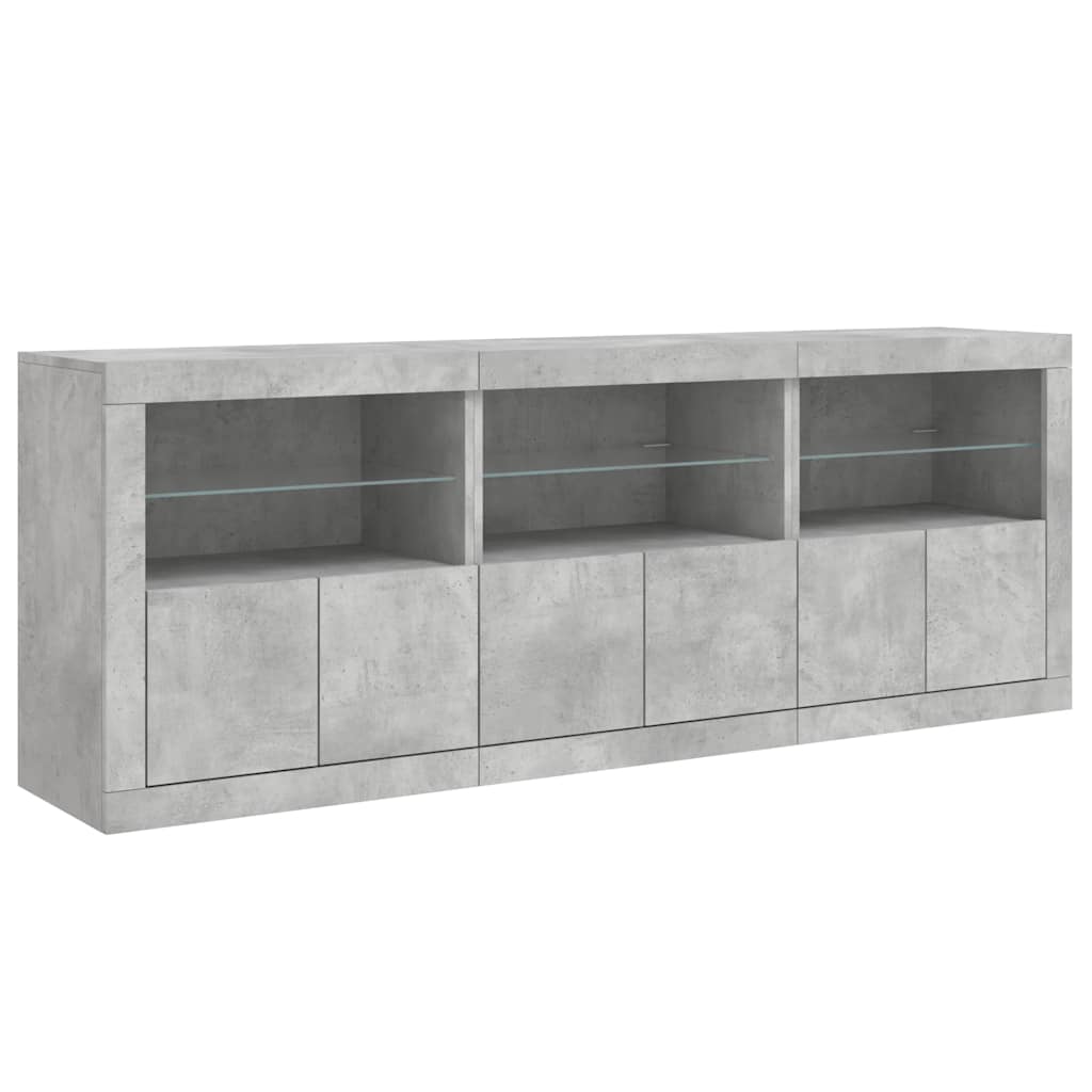 vidaXL Sideboard with LED Lights Concrete Grey 181.5x37x67 cm
