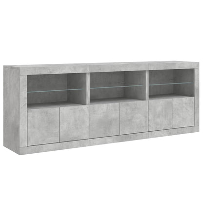 vidaXL Sideboard with LED Lights Concrete Grey 181.5x37x67 cm