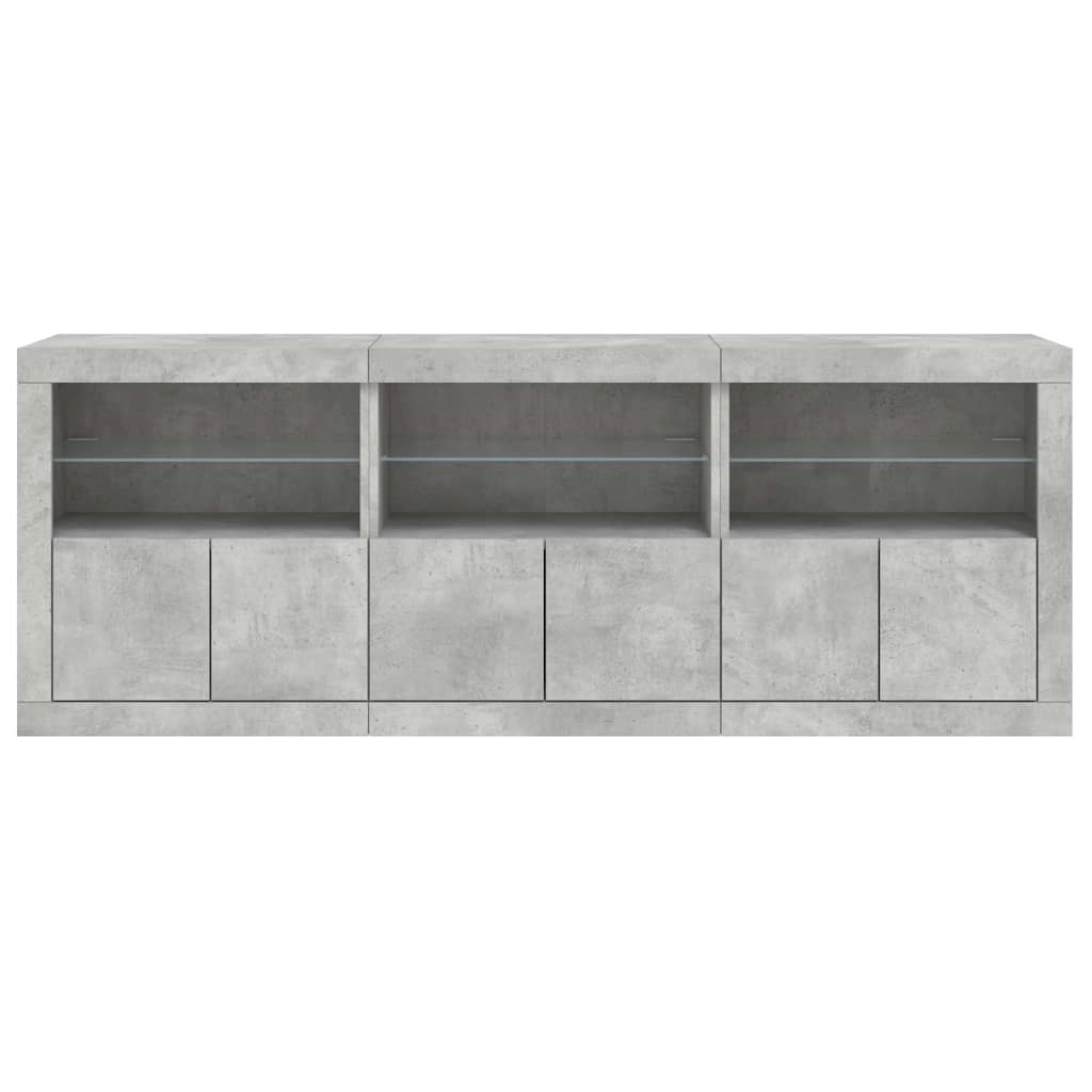 vidaXL Sideboard with LED Lights Concrete Grey 181,5x37x67 cm