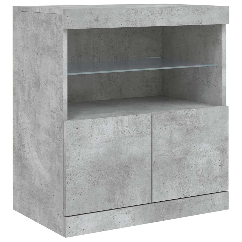 vidaXL Sideboard with LED Lights Concrete Grey 181,5x37x67 cm