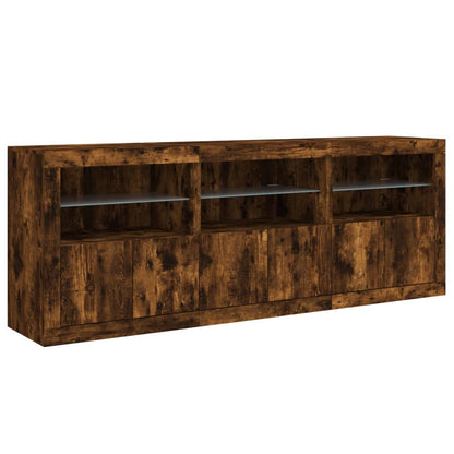 vidaXL Sideboard with LED Lights Smoked Oak 181,5x37x67 cm