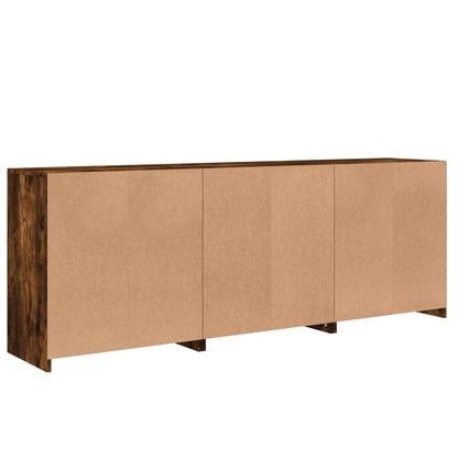 vidaXL Sideboard with LED Lights Smoked Oak 181,5x37x67 cm