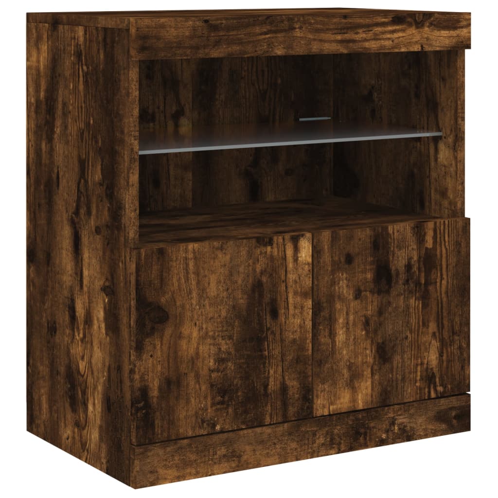 vidaXL Sideboard with LED Lights Smoked Oak 181,5x37x67 cm