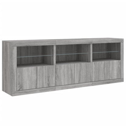 vidaXL Sideboard with LED Lights Grey Sonoma 181.5x37x67 cm