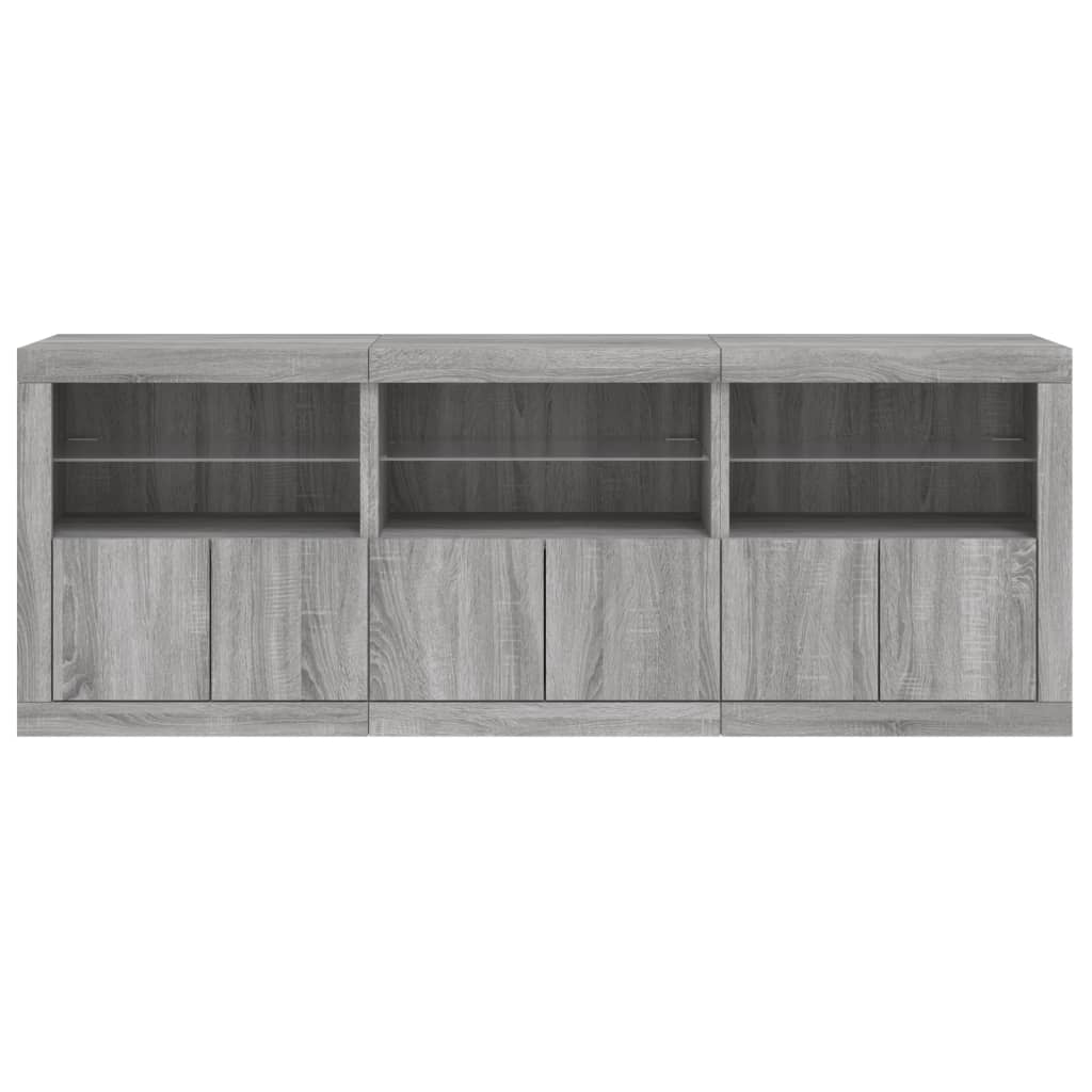 vidaXL Sideboard with LED Lights Grey Sonoma 181.5x37x67 cm