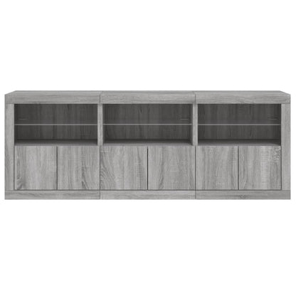 vidaXL Sideboard with LED Lights Grey Sonoma 181.5x37x67 cm