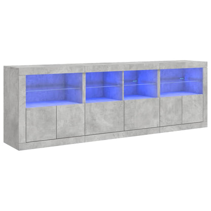 vidaXL Sideboard with LED Lights Concrete Grey 202x37x67 cm