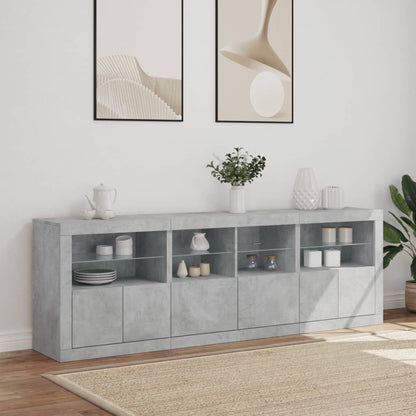 vidaXL Sideboard with LED Lights Concrete Grey 202x37x67 cm