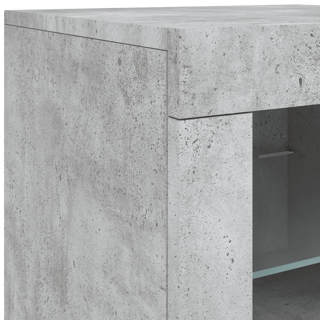 vidaXL Sideboard with LED Lights Concrete Grey 202x37x67 cm